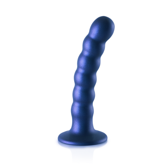 Beaded Silicone G-Spot Dildo 13.8 cm - Metallic Blue