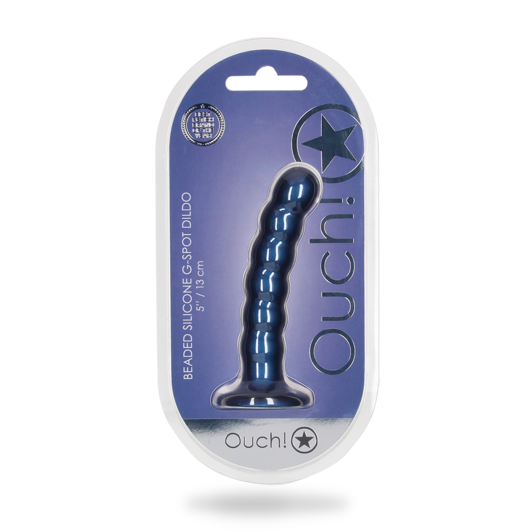 Beaded Silicone G-Spot Dildo 13.8 cm - Metallic Blue