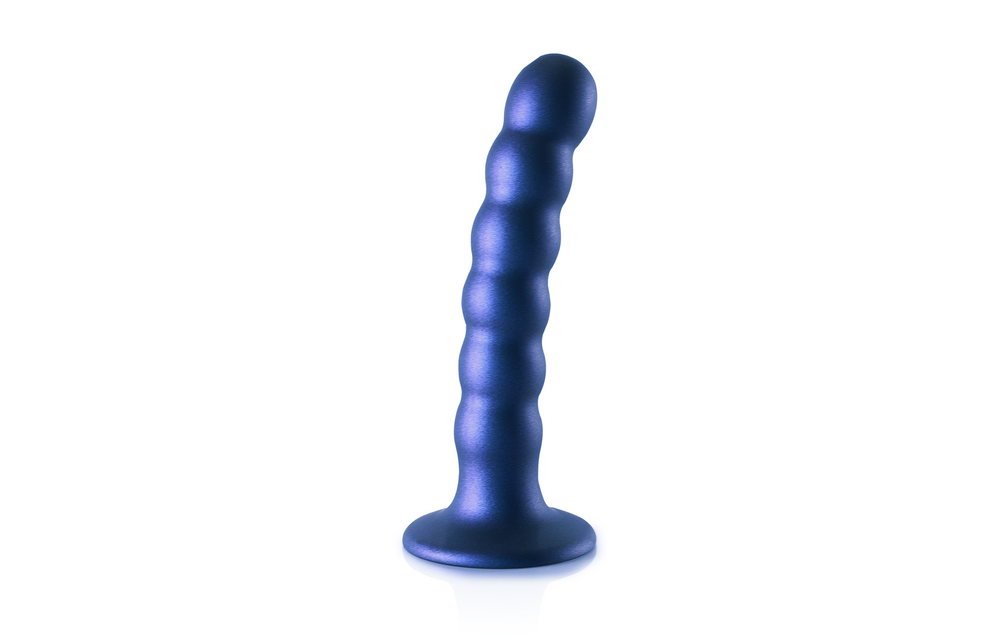 Perlen-Silikon G-Punkt Dildo - 5'' / 13 cm - Metallic Blau