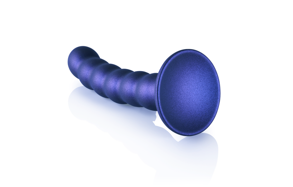 Perlen-Silikon G-Punkt Dildo - 5'' / 13 cm - Metallic Blau