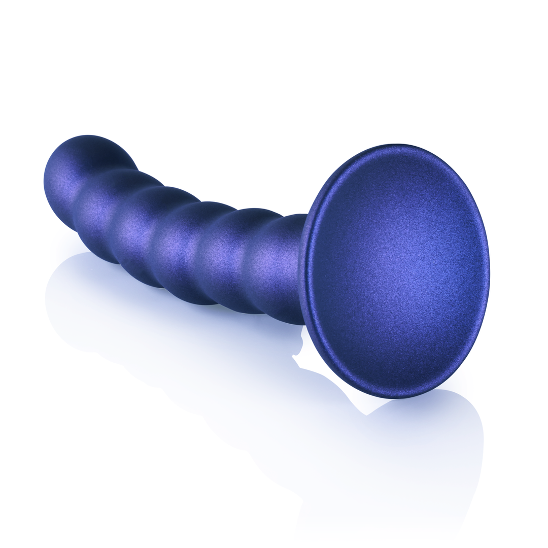 Gekraalde Siliconen G-Spot Dildo 13,8 cm - Metallic Blauw