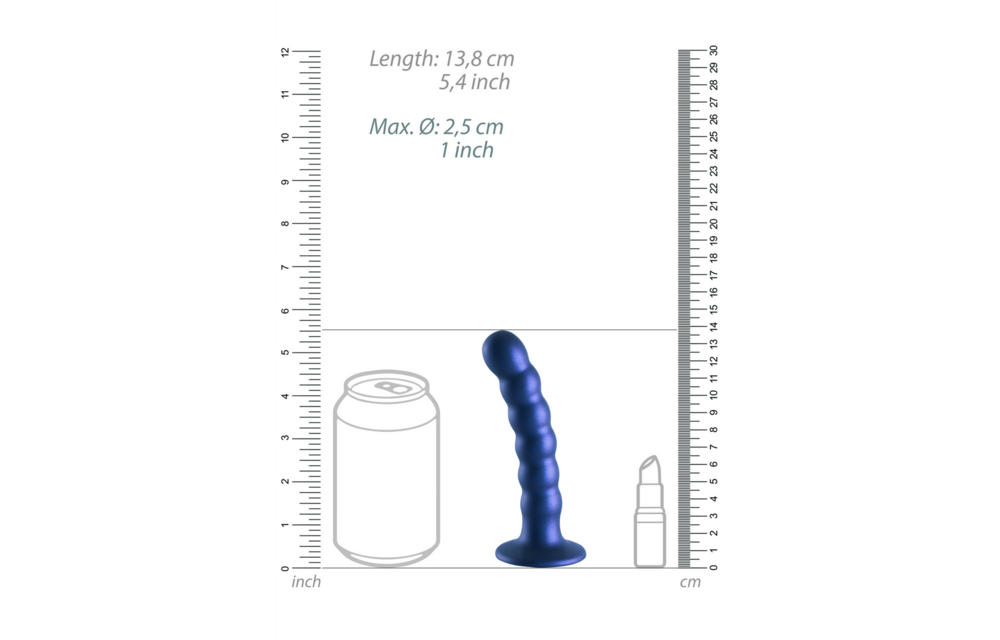 Beaded Silicone G-Spot Dildo 13.8 cm - Metallic Blue
