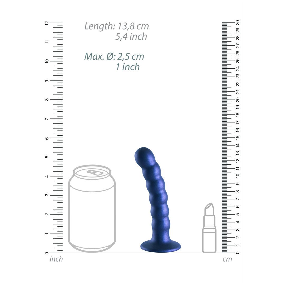 Beaded Silicone G-Spot Dildo 13.8 cm - Metallic Blue