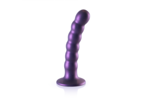 Perlenbesetzter Silikon-G-Punkt-Dildo 13,8 cm – Metallic-Lila