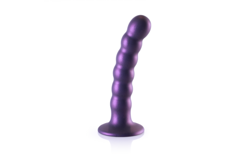 Beaded Silicone G-Spot Dildo - 5'' / 13 cm - Metallic Purple