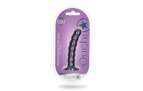 Perlenbesetzter Silikon-G-Punkt-Dildo 13,8 cm – Metallic-Lila