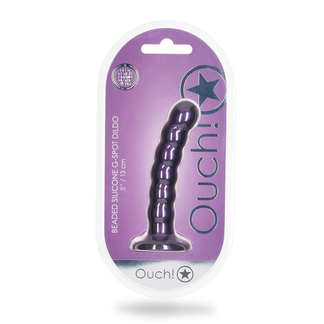 Gekraalde Siliconen G-Spot Dildo 13,8cm - Metallic Paars