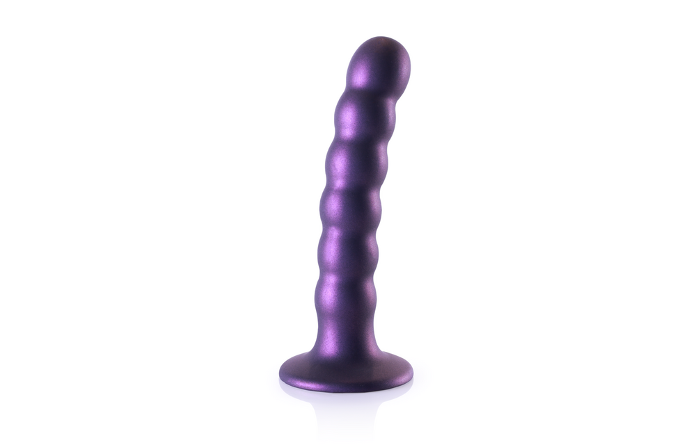 Gekraalde Siliconen G-Spot Dildo 13,8cm - Metallic Paars