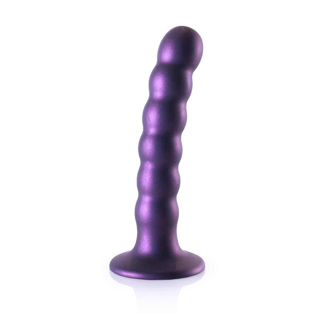 Gekraalde Siliconen G-Spot Dildo 13,8cm - Metallic Paars
