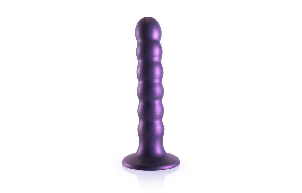 Beaded Silicone G-Spot Dildo - 5'' / 13 cm - Metallic Purple