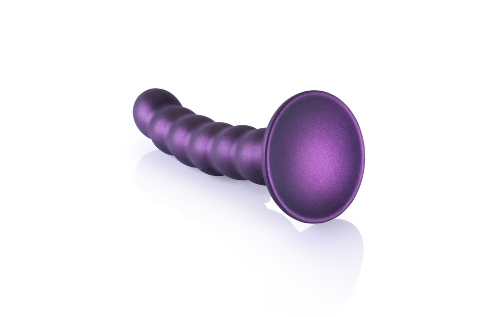 Beaded Silicone G-Spot Dildo 13.8 cm - Metallic Purple
