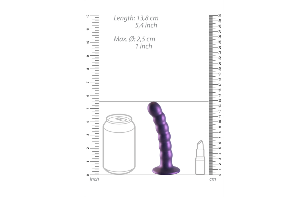 Beaded Silicone G-Spot Dildo 13.8 cm - Metallic Purple