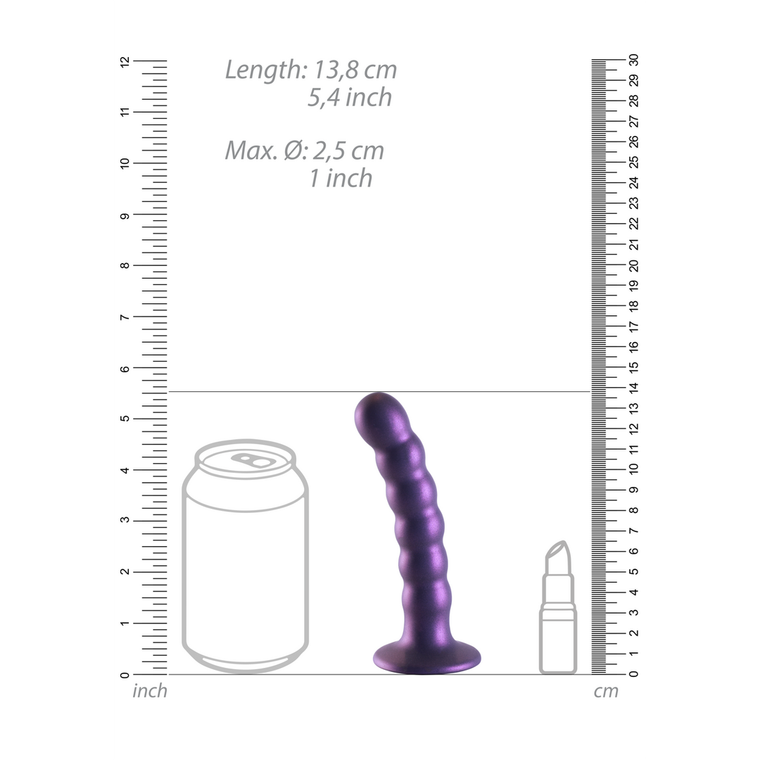 Perlenbesetzter Silikon-G-Punkt-Dildo 13,8 cm – Metallic-Lila