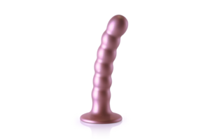 Perlenbesetzter Silikon-G-Punkt-Dildo Roségold 13 x 5,4 cm