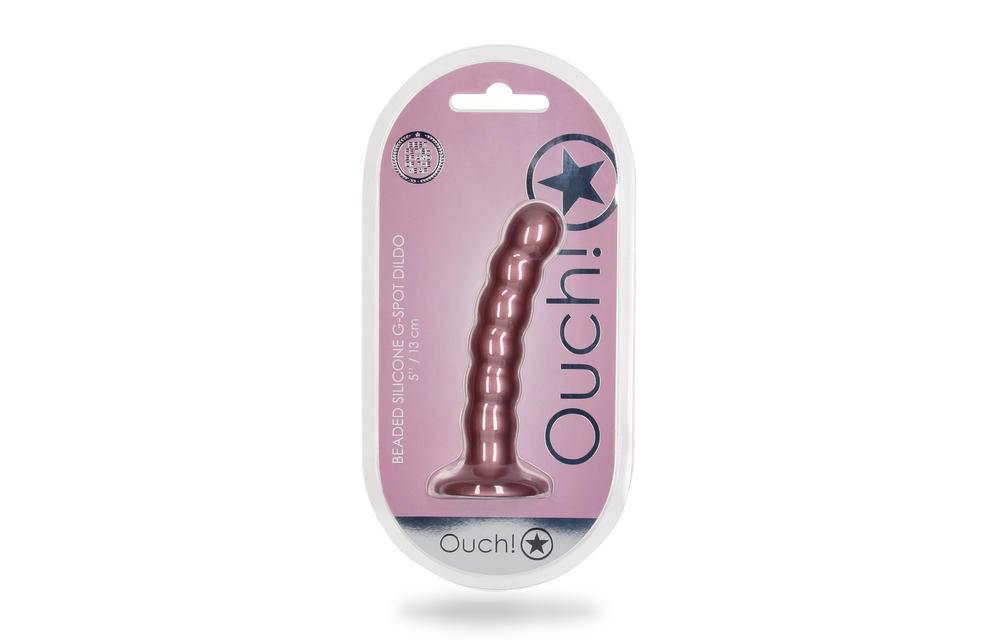 Beaded Silicone G-Spot Dildo - 5'' / 13 cm - Rose Gold