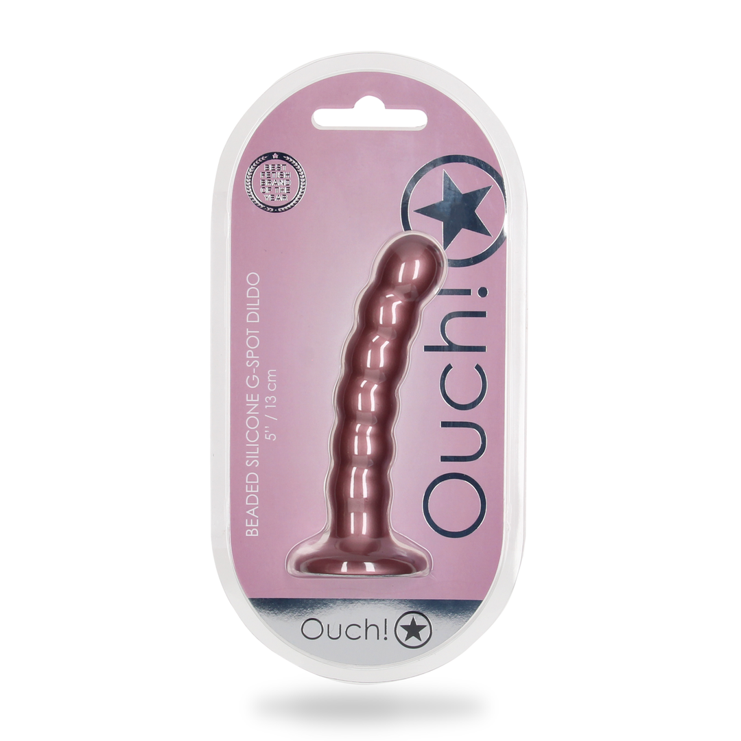 Perlen-Silikon G-Punkt Dildo - 5'' / 13 cm - Roségold