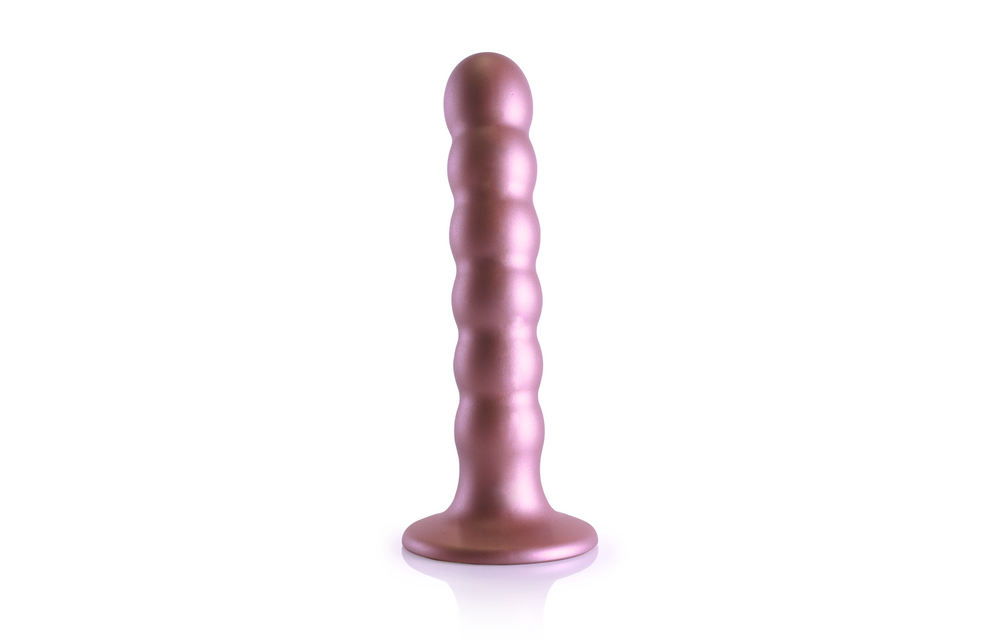 Perlenbesetzter Silikon-G-Punkt-Dildo Roségold 13 x 5,4 cm