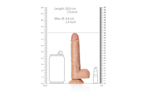 RealRock Dildo 7,5 cm - Realistisch, Zuignap & Ballen