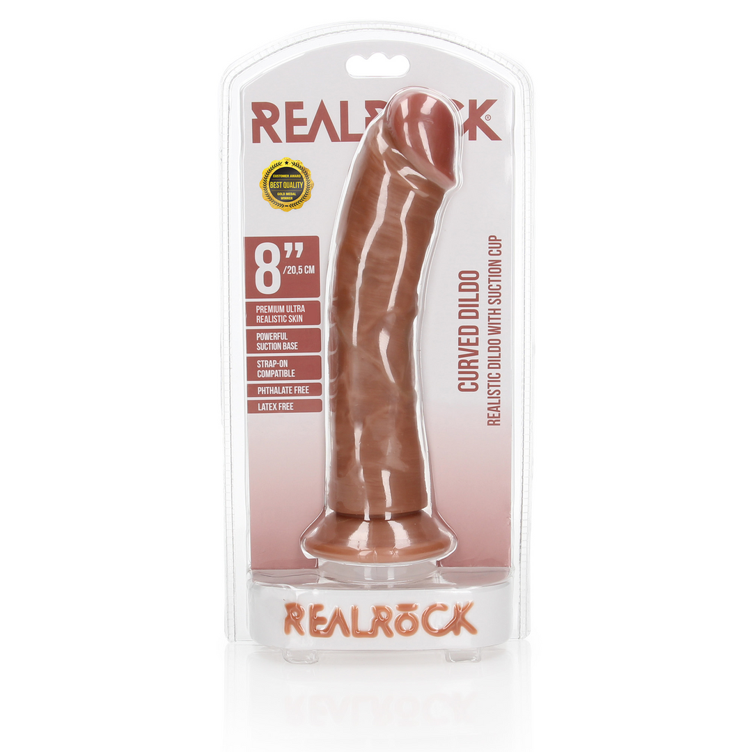 Gebogen Realistische Dildo 20,5 cm met Zuignap – RealRock