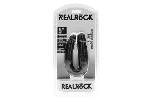 U-förmiger Doppeldildo 12,7 cm x 3,2 cm Schwarz – RealRock