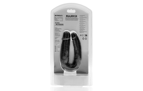 U-Vormige Dubbele Dildo 12,7 cm x 3,2 cm Zwart - RealRock