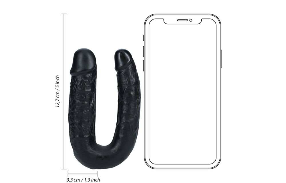 U-Shaped Double Dildo 12.7 cm x 3.2 cm Black - RealRock