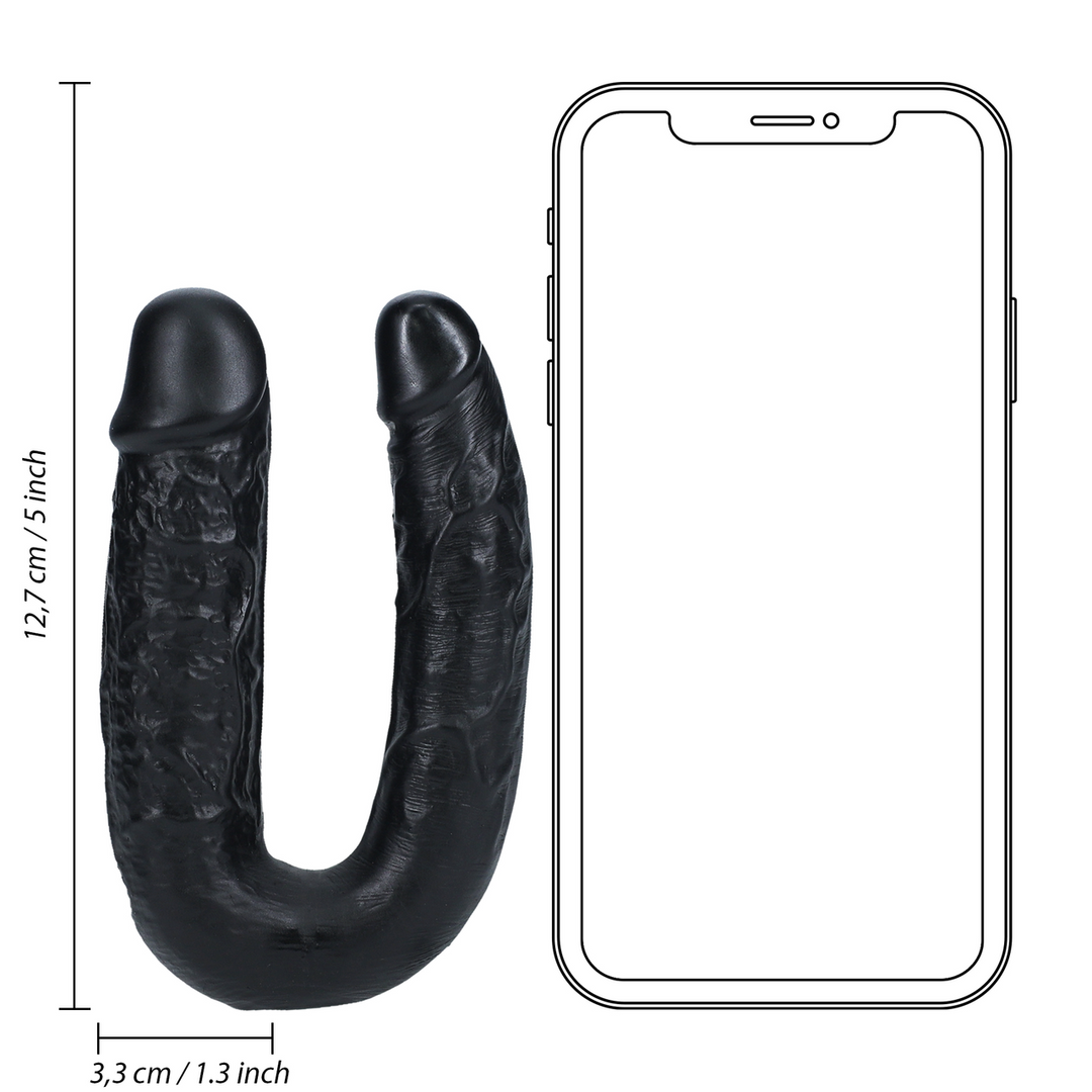 U-Vormige Dubbele Dildo 12,7 cm x 3,2 cm Zwart - RealRock