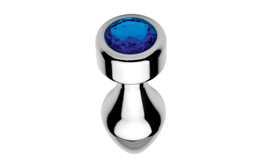 Blauwe Edelsteen Buttplug 11,5 cm - Verzwaard Aluminium Medium
