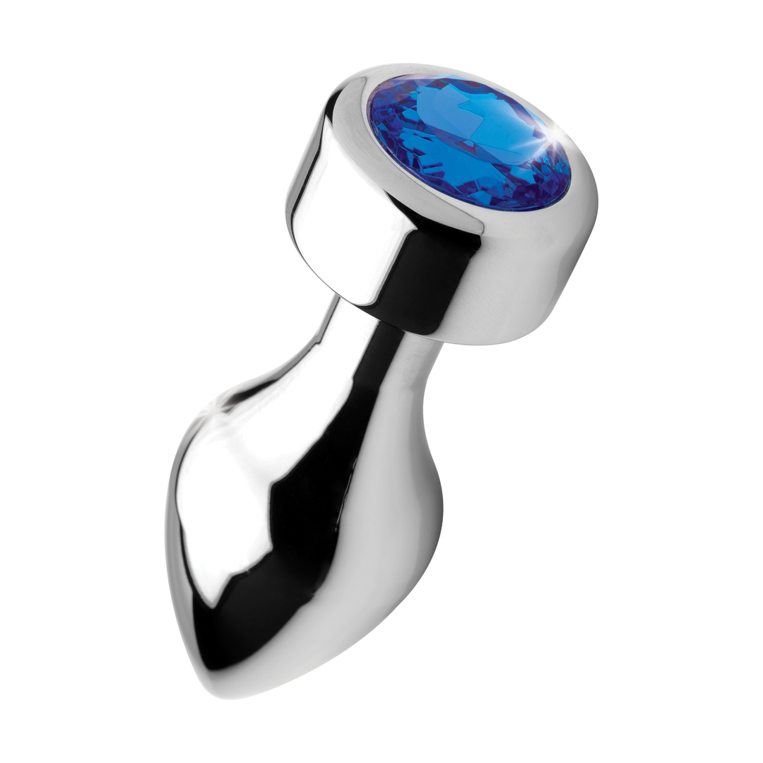 Blue Gemstone Butt Plug 11.5 cm – Weighted Aluminium Medium