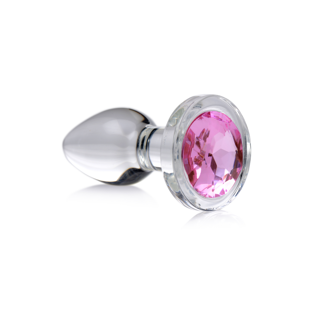 Rosa Edelstein Glas Analplug 7,4 cm – Glanz & Genuss