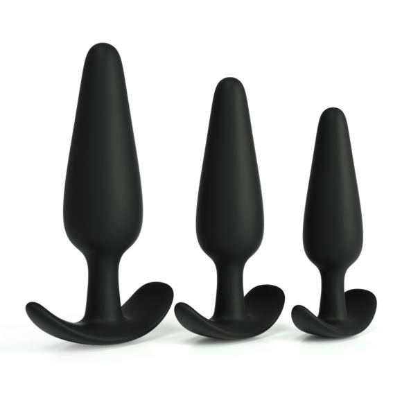 Tic Tac Toe Anal Plug Training Set 9-11 cm | Black Silicone