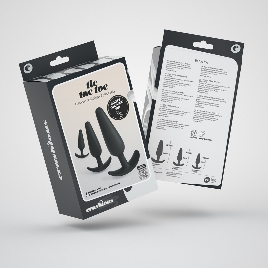 Tic Tac Toe Analplug-Trainingsset 9-11 cm | Schwarzes Silikon