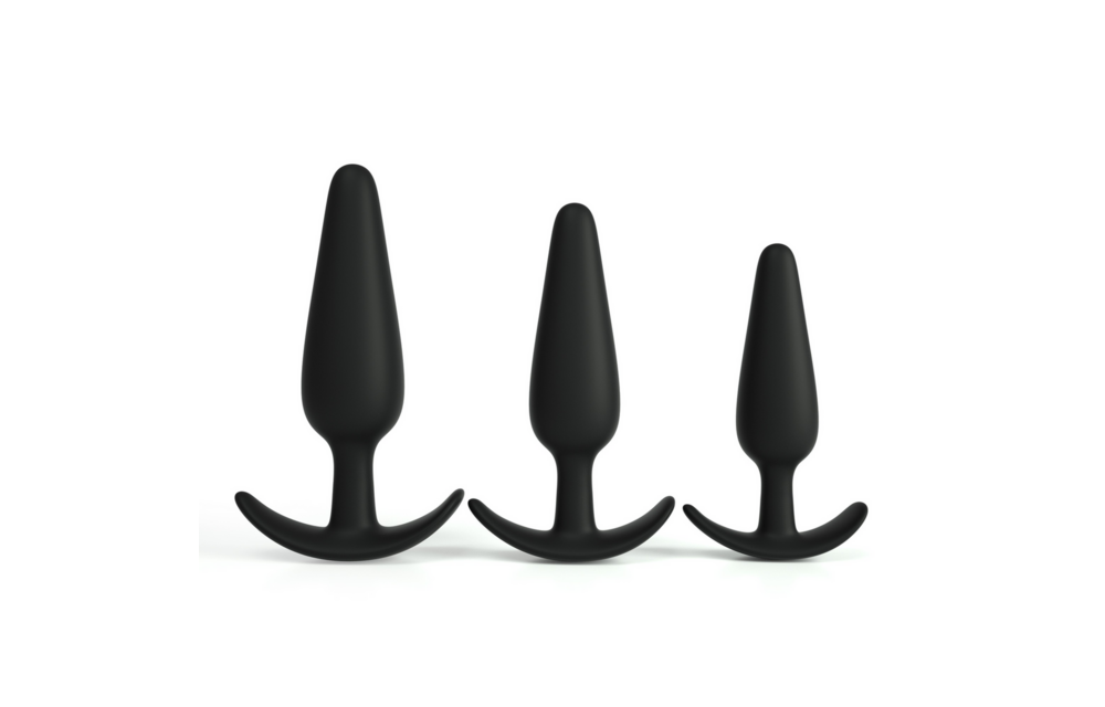 Tic Tac Toe Anal Plug Training Set 9-11 cm | Black Silicone