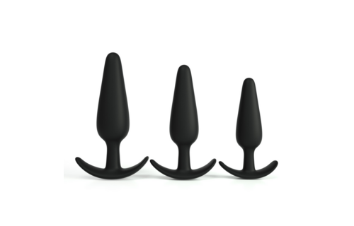 Tic Tac Toe Anale Plug Trainingsset 9-11 cm | Zwart Siliconen