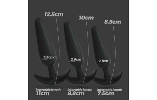 Tic Tac Toe Anal Plug Training Set 9-11 cm | Black Silicone