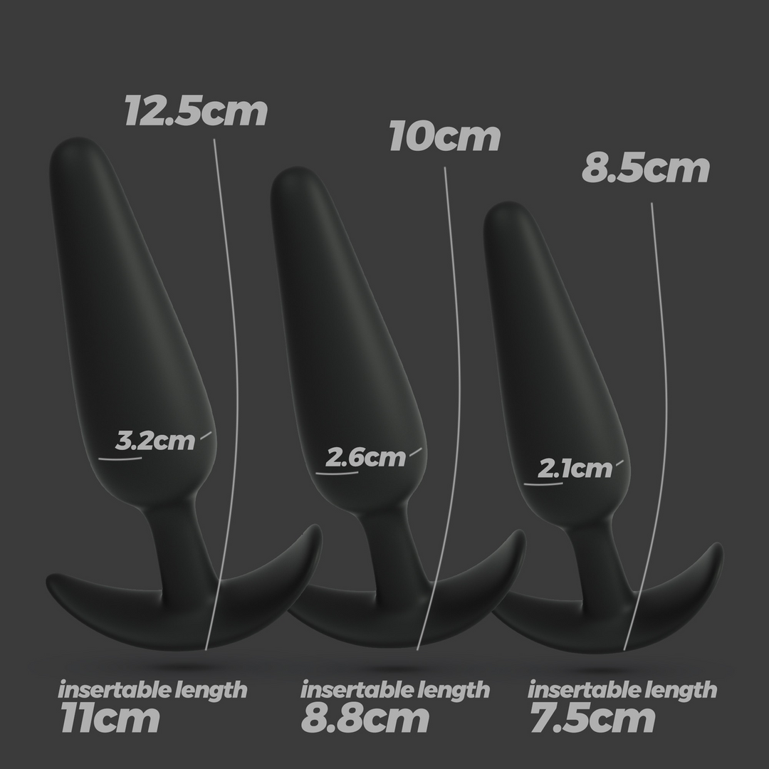 Tic Tac Toe Anal Plug Training Set 9-11 cm | Black Silicone