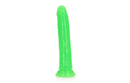 Slim Realistic Dildo with Suction Cup - Glow in the Dark - 9'' / 22,5 cm