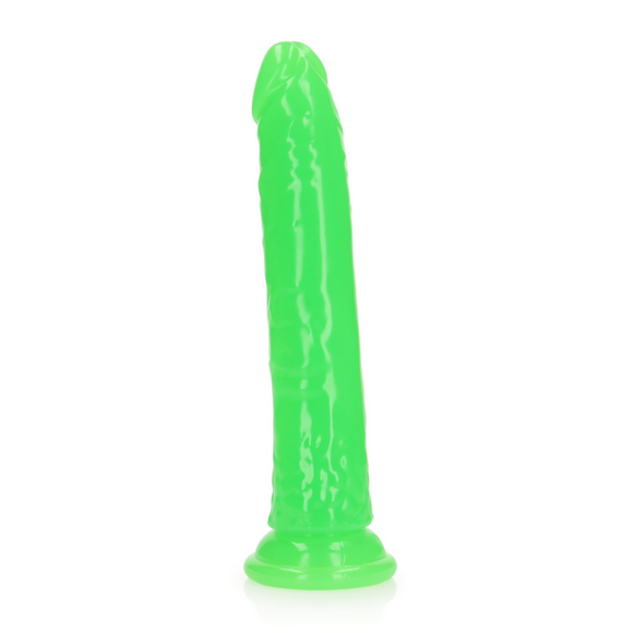 Schlanker realistischer Dildo 22,5 cm mit Saugnapf & Glow Green