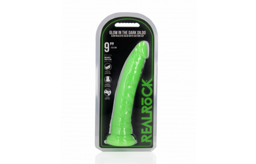 Slanke Realistische Dildo met Zuignap - Glow in the Dark - 9'' / 22,5 cm