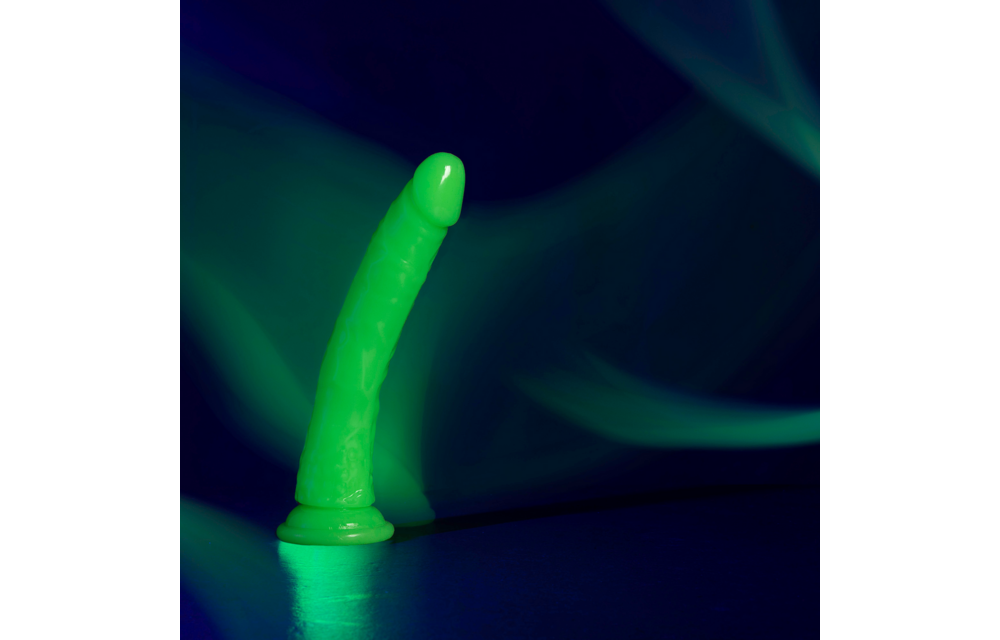 Slim Realistic Dildo 22.5 cm with Suction Cup & Glow Green