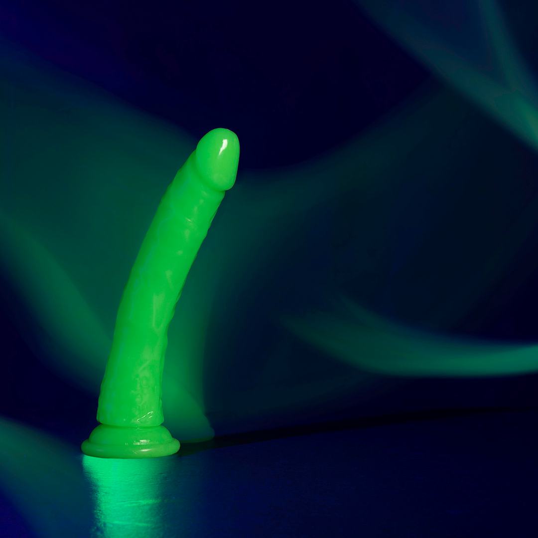 Slim Realistic Dildo 22.5 cm with Suction Cup & Glow Green