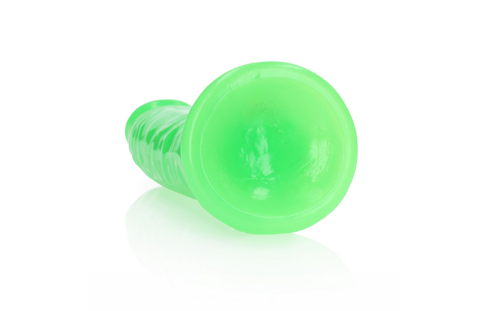 Schlanker realistischer Dildo 22,5 cm mit Saugnapf & Glow Green