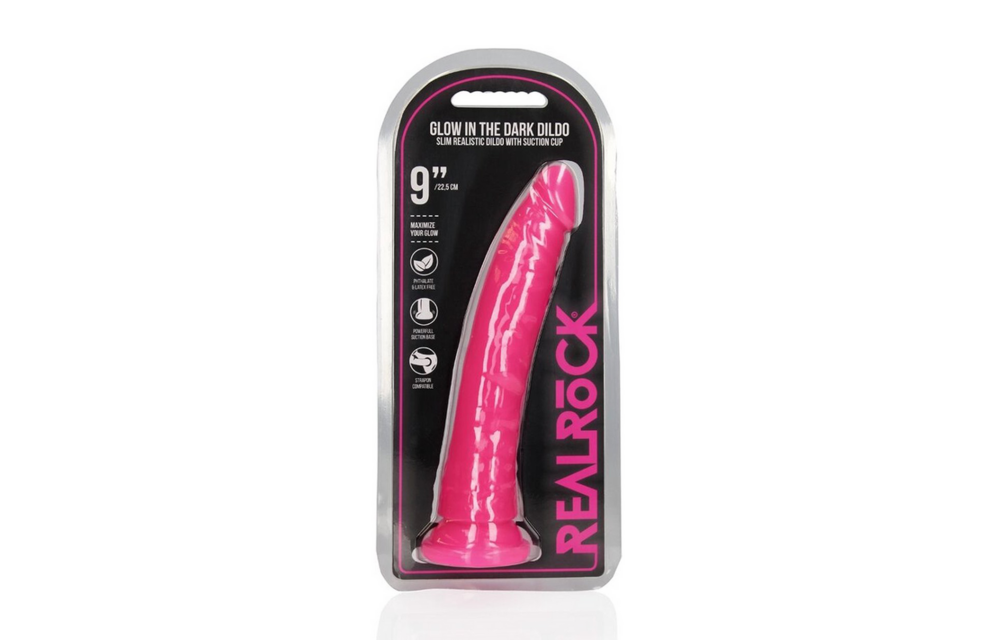 Slank Realistisch Dildo met Zuignap - Oplichtend in het Donker - 9'' / 22,5 cm