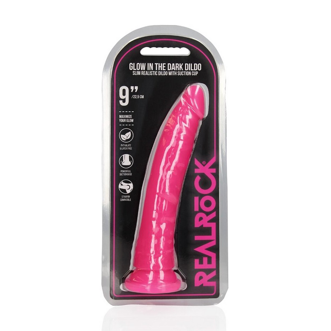 Slanke Realistische Dildo 22,5 cm Glow in the Dark Met Zuignap