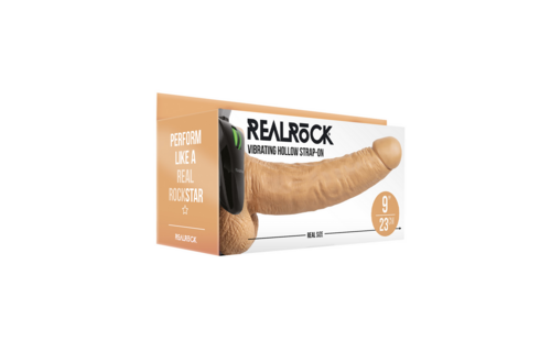 Vibrerende Holle Strap-On met Ballen – RealRock 23 cm