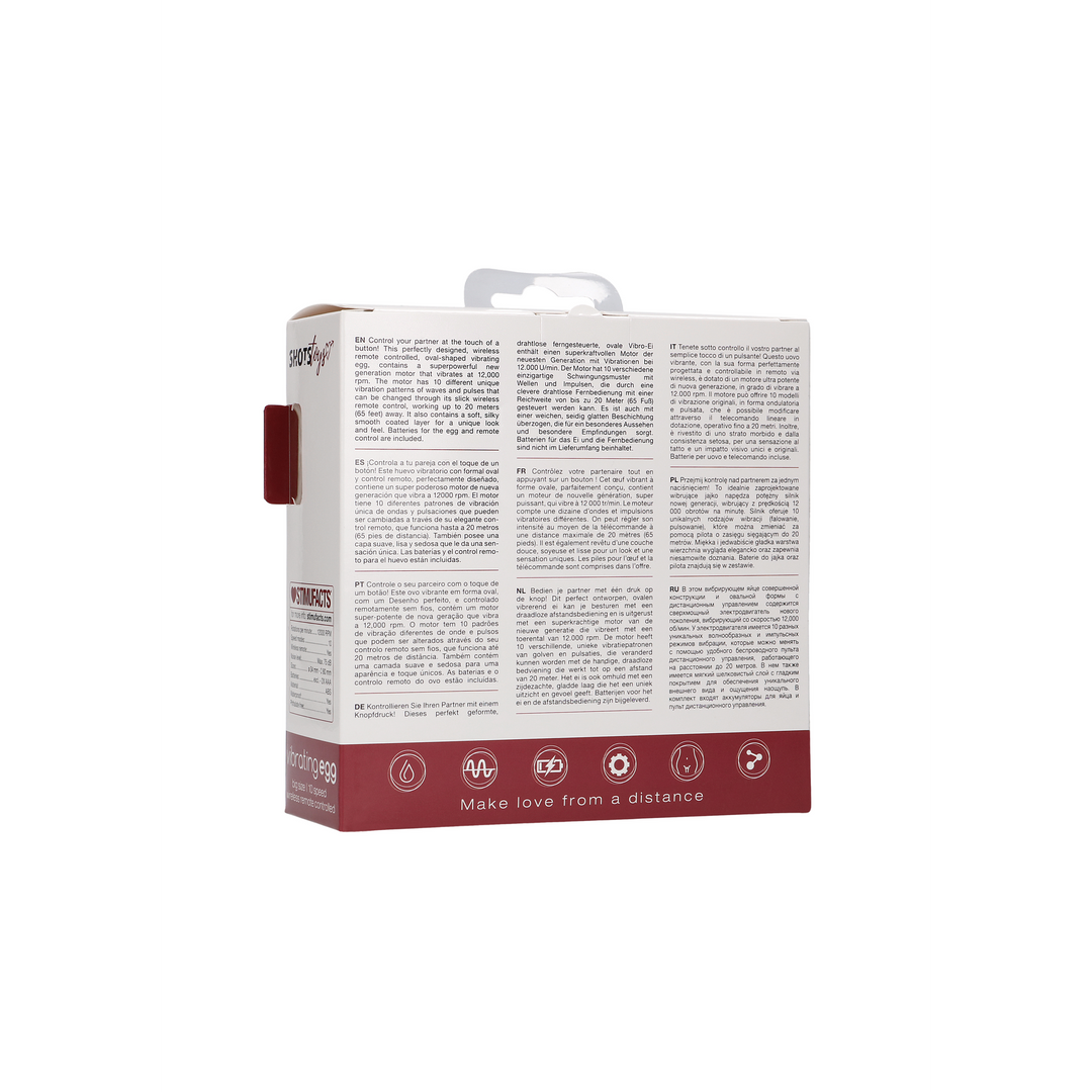 Vibrating Egg mit 10 Geschwindigkeiten und Fernbedienung - L - Rot