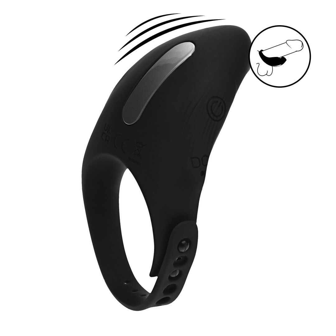 Adjustable Vibrating Silicone Cock Ring Black | LEVELZ