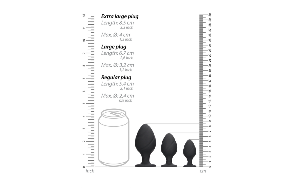 Gedrehtes Butt Plug Set 10 cm – Schwarz, sicher und bequem