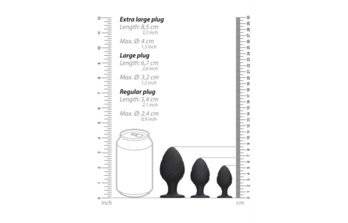 Twisted Butt Plug Set 10 cm – Black, Safe & Comfortable