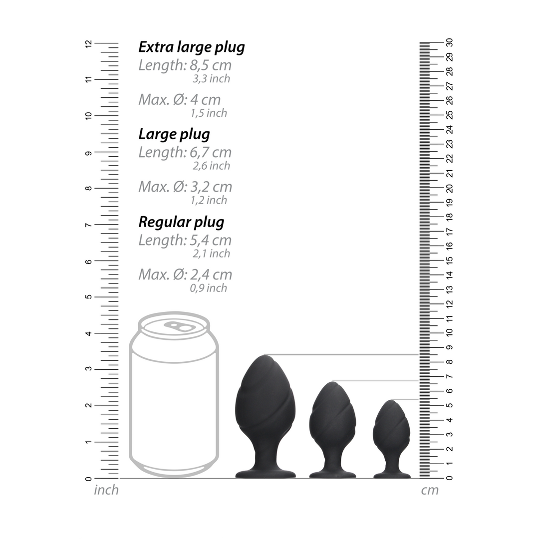 Gedrehtes Butt Plug Set 10 cm – Schwarz, sicher und bequem